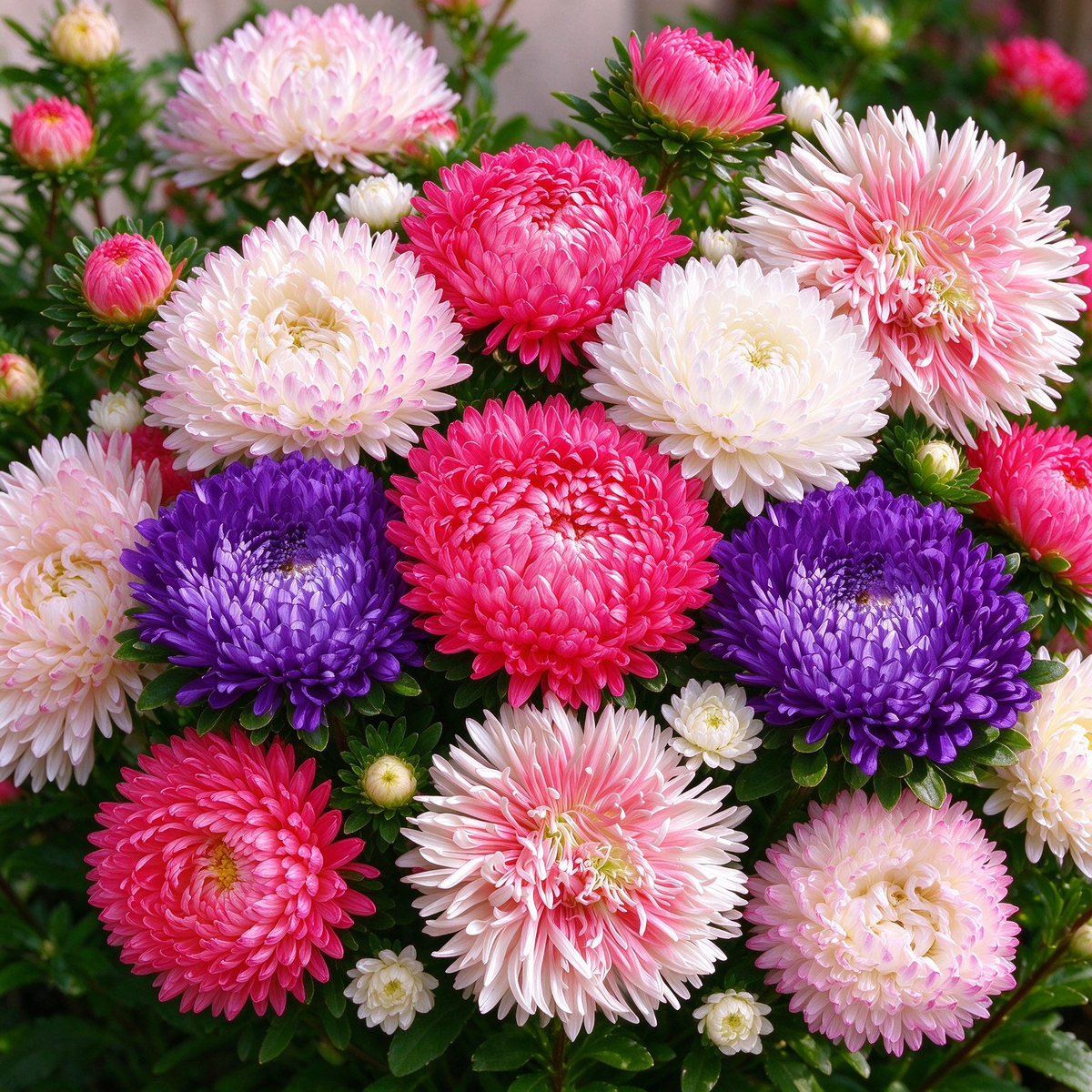 💖Double Pompon China Aster Seeds -Container & Cut Flowers