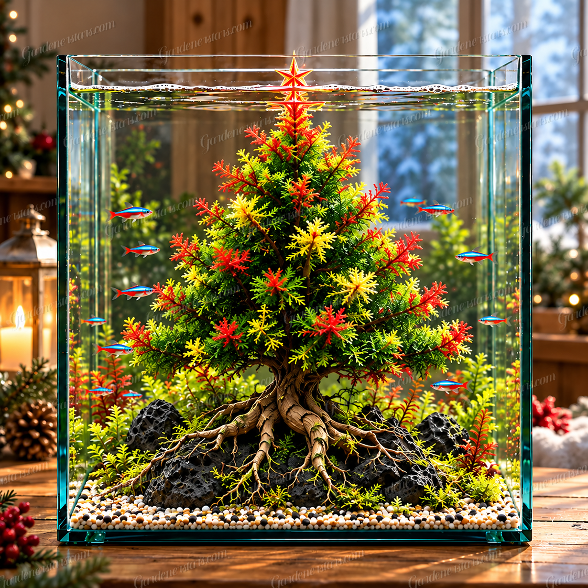 🎄Mini Christmas Tree Aquarium Bulbs – Colorful Underwater Magic