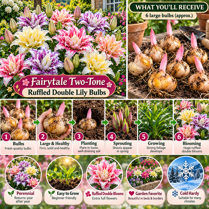 🌸Fairytale Two-Tone Ruffled Double Lily Bulbs
