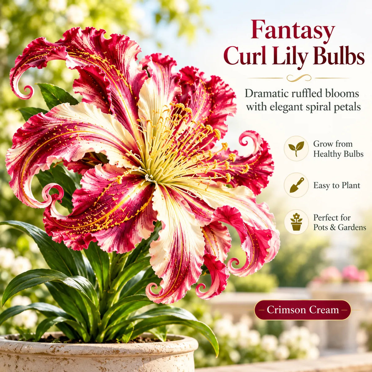 🌸 Fantasy Curl Lily Bulbs – Giant Spiral Blooms for Water & Soil Growing! 💧🌱