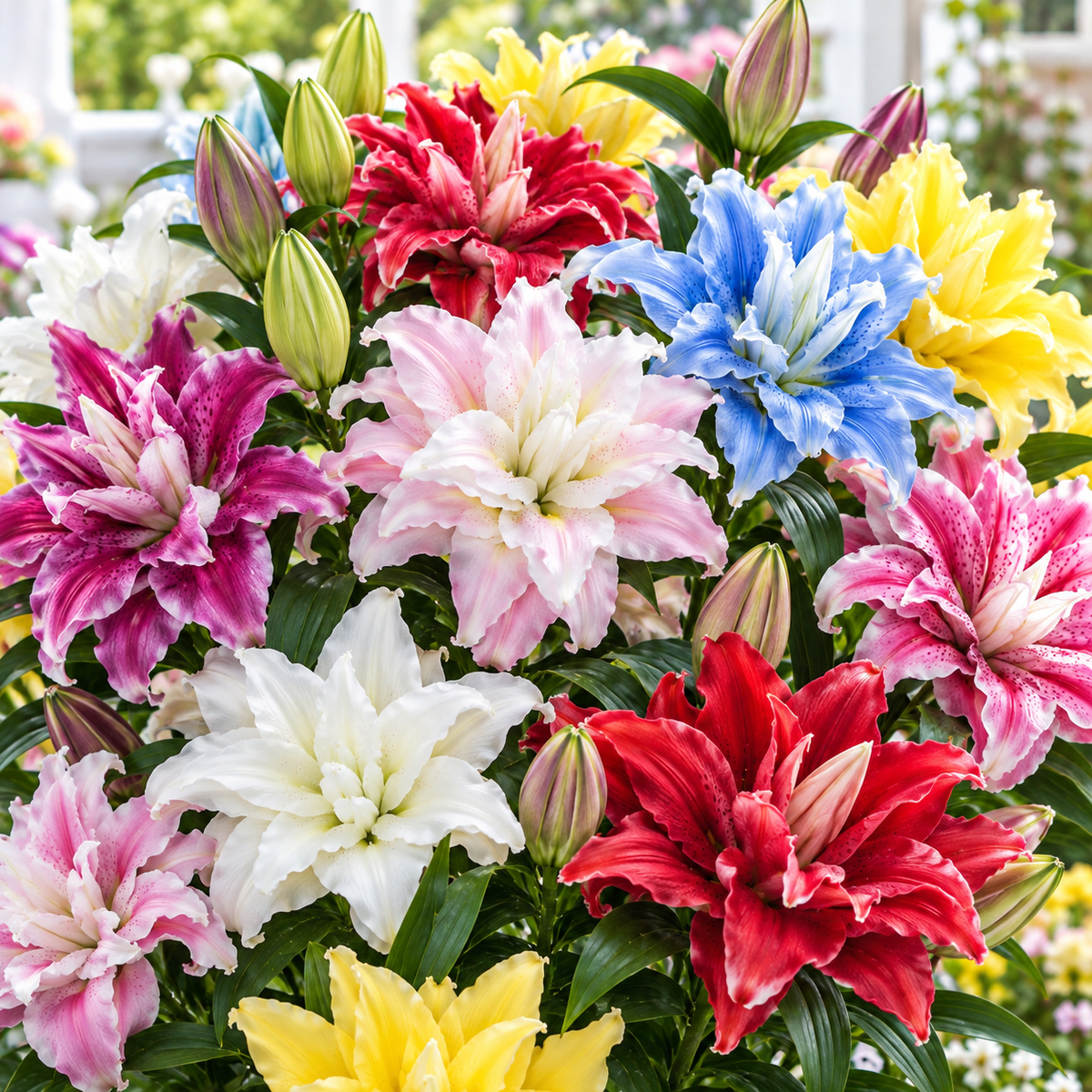 🌸 Romantic Double Oriental Lily Bulbs – Elegant Color Collection