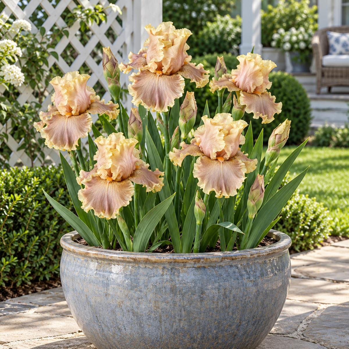 ⚜️German Bearded Iris Bulbs-Dramatic Ruffled Blooms•Lasting Perennial Beauty