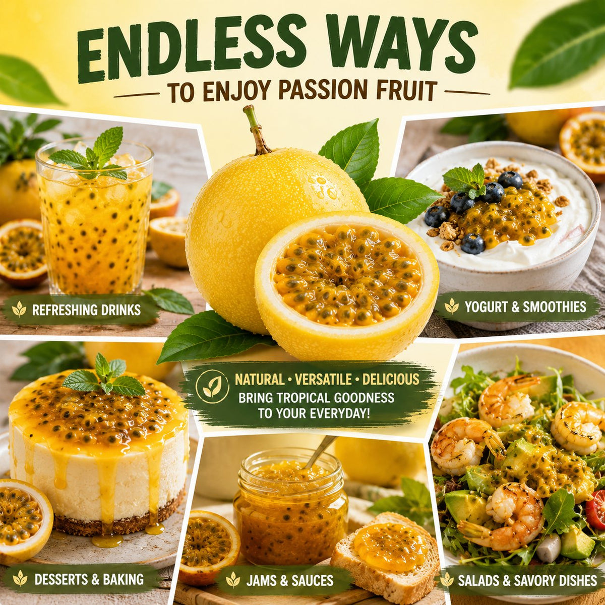 💛 Golden Passion Fruit Seeds – Sweet, Juicy & Delicious